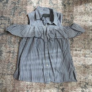 Anthropologie Off Shoulder Striped Blouse
